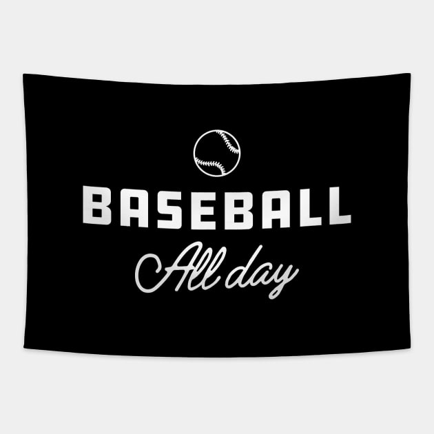 Baseball All Day Tapestry by KC Happy Shop