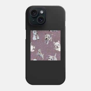 Westies mom purple pattern Phone Case