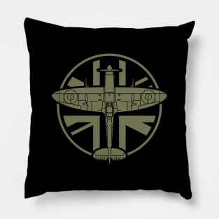 RAF Spitfire WW2 Fighter Plane Union Jack Flag Pillow