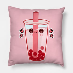 Kawaii pink bubble tea Pillow