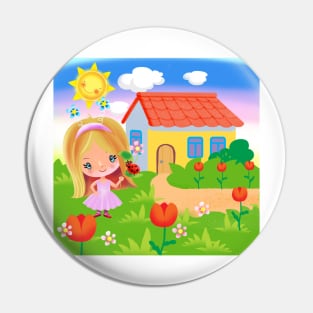 Cartoon girl I’m summer Pin