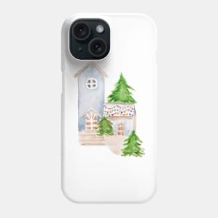 Christmas house watercolor Phone Case