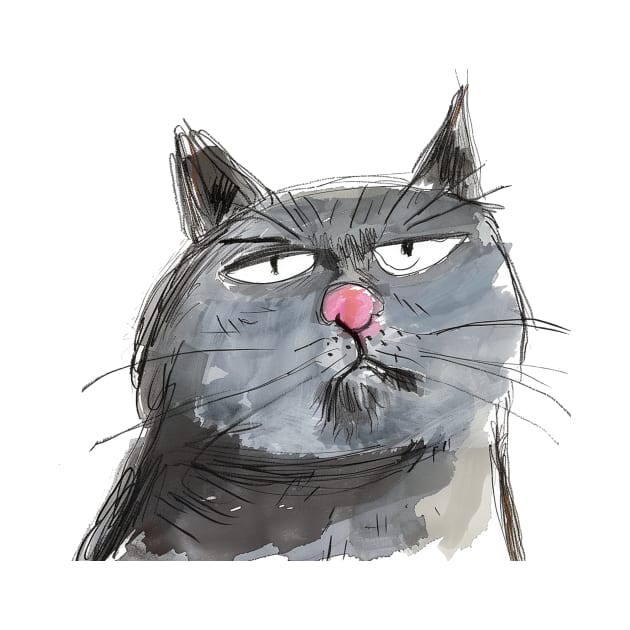 Funny British Shorthair Cat Portrait for British Shorthair Cat Lovers by VeryBadDrawings