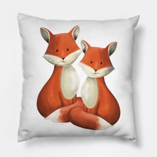 Friendly Foxes by Kate VanFloof Pillow
