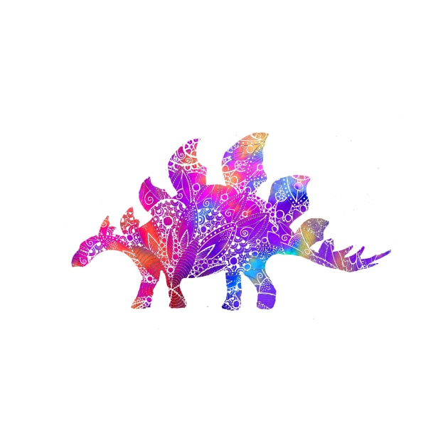 Rainbow Mandala Stegosaurus by ZeichenbloQ