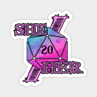 She/Her Pronuns D20 Magnet