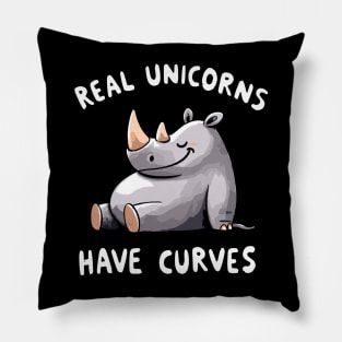 Real Unicorns have Curves Rhinocerus Pillow