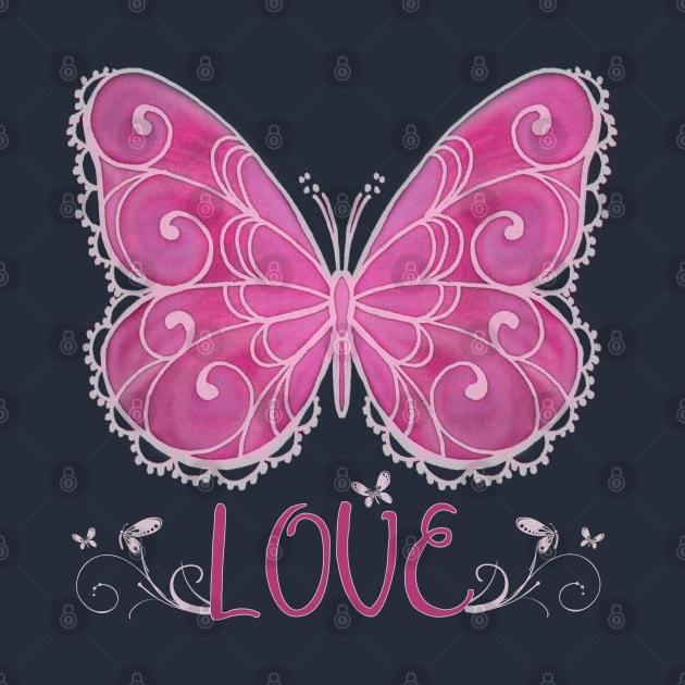 Pink Butterfly Love Filigree by TLSDesigns