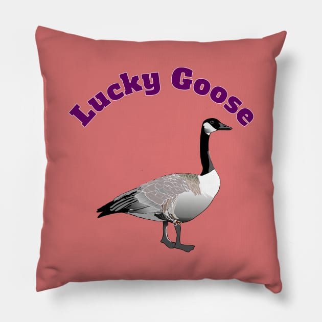 Lucky Goose Funny Geese Lovers Gift Pillow by klimentina