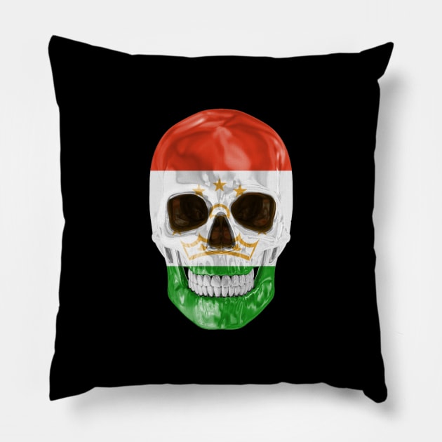 Tajikistan Flag Skull - Gift for Tajikistani With Roots From Tajikistan Pillow by Country Flags
