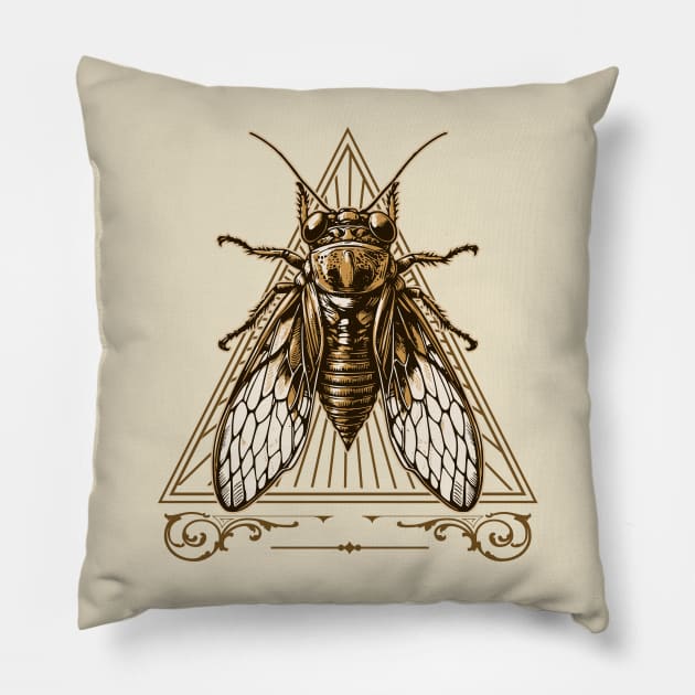 Cicada Brood XIX Brood XIII Pillow by OrangeMonkeyArt