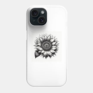 Sunflower sketch black and white Phone Case