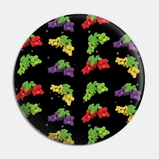 Colorful Grape Pattern on Black Background Pin