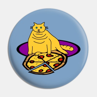 Cat with Pizza Food Pin