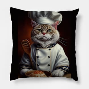 Cute Cat Wearing a Chef Hat: Adorable Feline Animals Pillow