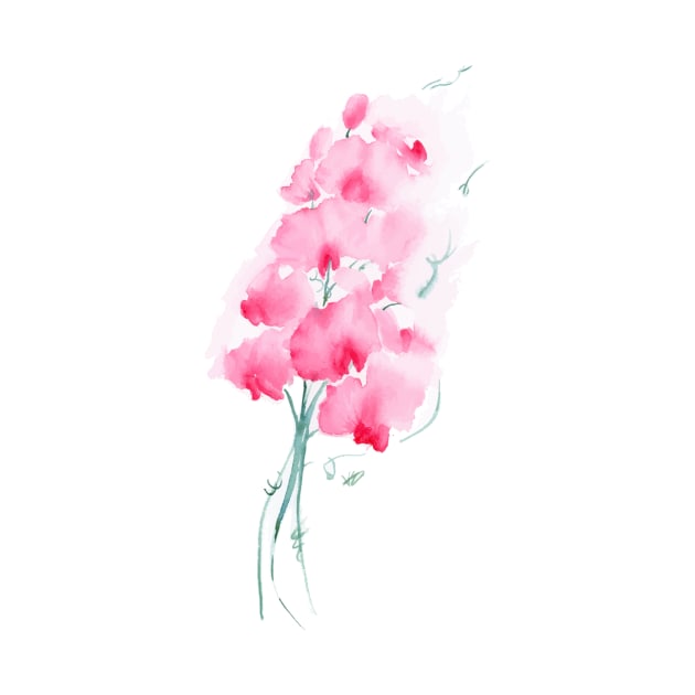 Sweet Pea Bouquet Loose Watercolor Flowers by venglehart