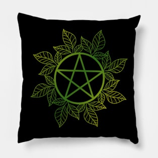 2 Tone Green Leafy Pentagram Pillow