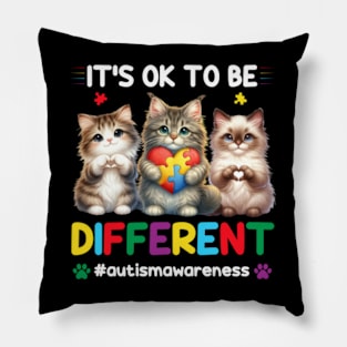 It's OK To Be Different Autism Awareness Cats Pillow