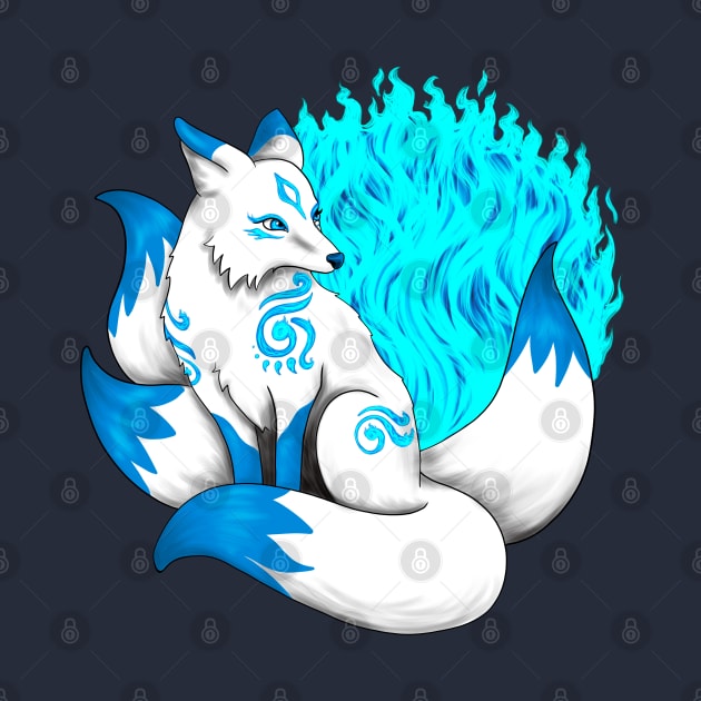 Aqua Blue Kitsune Fox by Lady Lilac