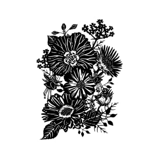 Wildflowers Black On White T-Shirt