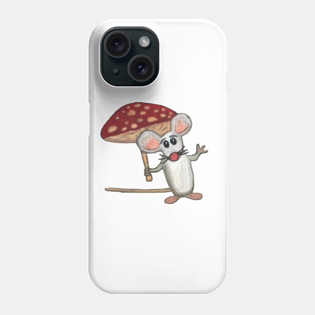 Mouse with Mushroom Umbrella Phone Case by WarriorWoman