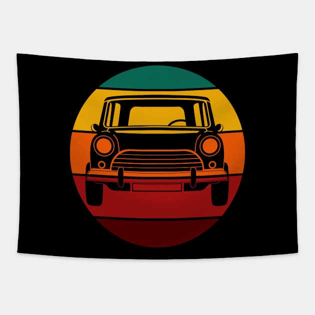 Vintage Sunset Small Car Retro Design Tapestry by Up 4 Tee