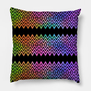 Colourful Pink and Yellow Zigzag Silhouette Digital Art Pillow