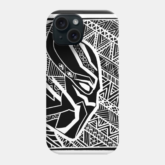 Black Panther - Lino Pattern Phone Case by Jomeeo