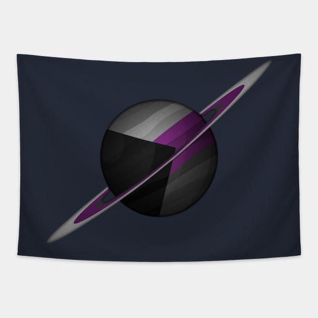 Planet and Rings in Demisexual Pride Flag Colors Tapestry by LiveLoudGraphics