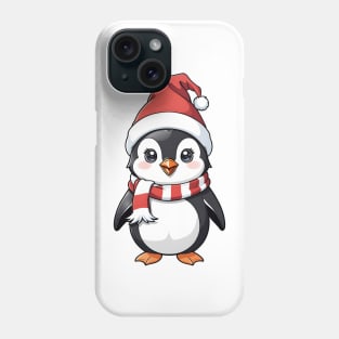 Cute a penguin wearing Santa hats and scarves Phone Case