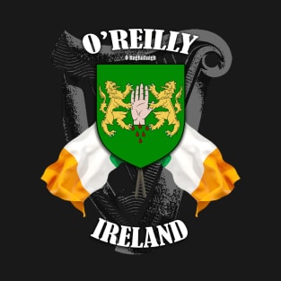 O'Reilly Family Crest Ireland Coat of Arms and Irish Flags T-Shirt