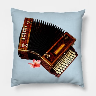 Accordion and Plumeria - Musical Instrument and Flower Pillow