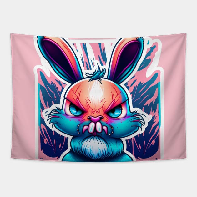 crazy bunny Tapestry by Depressed Bunny