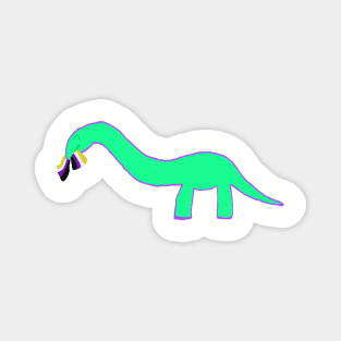 Non-binary Longneck dinosaur with pride flag Magnet