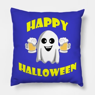 halloween ghost with beer for friends Pillow