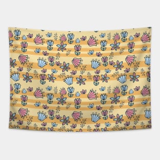 Scandinavian flowers on a striped background Tapestry