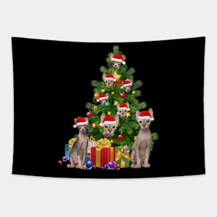 Sphynx Cat Christmas Tree T-Shirt Tapestry