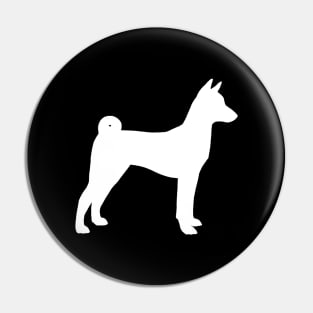 White Basenji Dog Breed Silhouette Pin