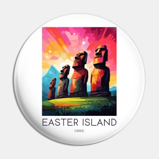 A Pop Art Travel Print of Easter Island - Chile Pin