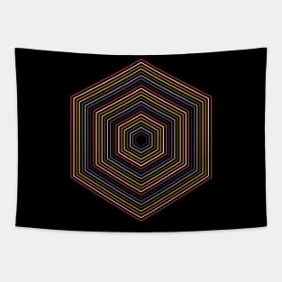 Retro Hex Lines Tapestry