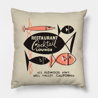 Vintage 1950s Restaurant Seafood Advertisement Pillow