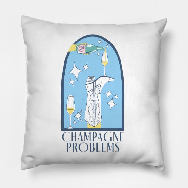 Champagne Problems Pillow by Taylor Thompson Art