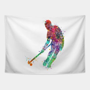 Field Hockey Player Watercolor Sport Tapestry