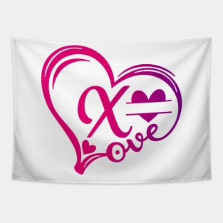 letter x monogram in the shape of love Tapestry