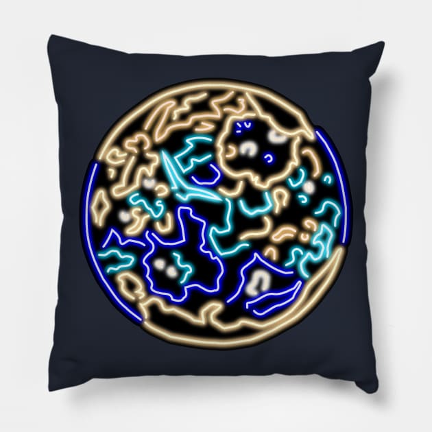 Electric Solar System Spectral Blue Neon Mercury Pillow by gkillerb