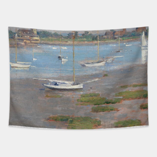 Low Tide, Riverside Yacht Club by Theodore Robinson Tapestry by Classic Art Stall