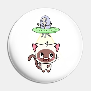 Funny white cat is being abducted by aliens Pin