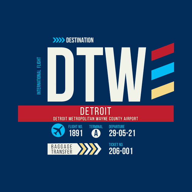 Detroit (DTW) Airport Code Baggage Tag by SLAG_Creative