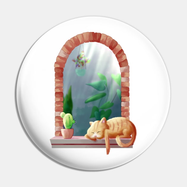 Orange tuxedo cat napping in window with a cactus Pin by croscreates