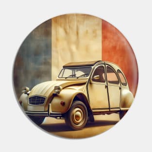 Citroen 2cv with french flag retro vintage Pin